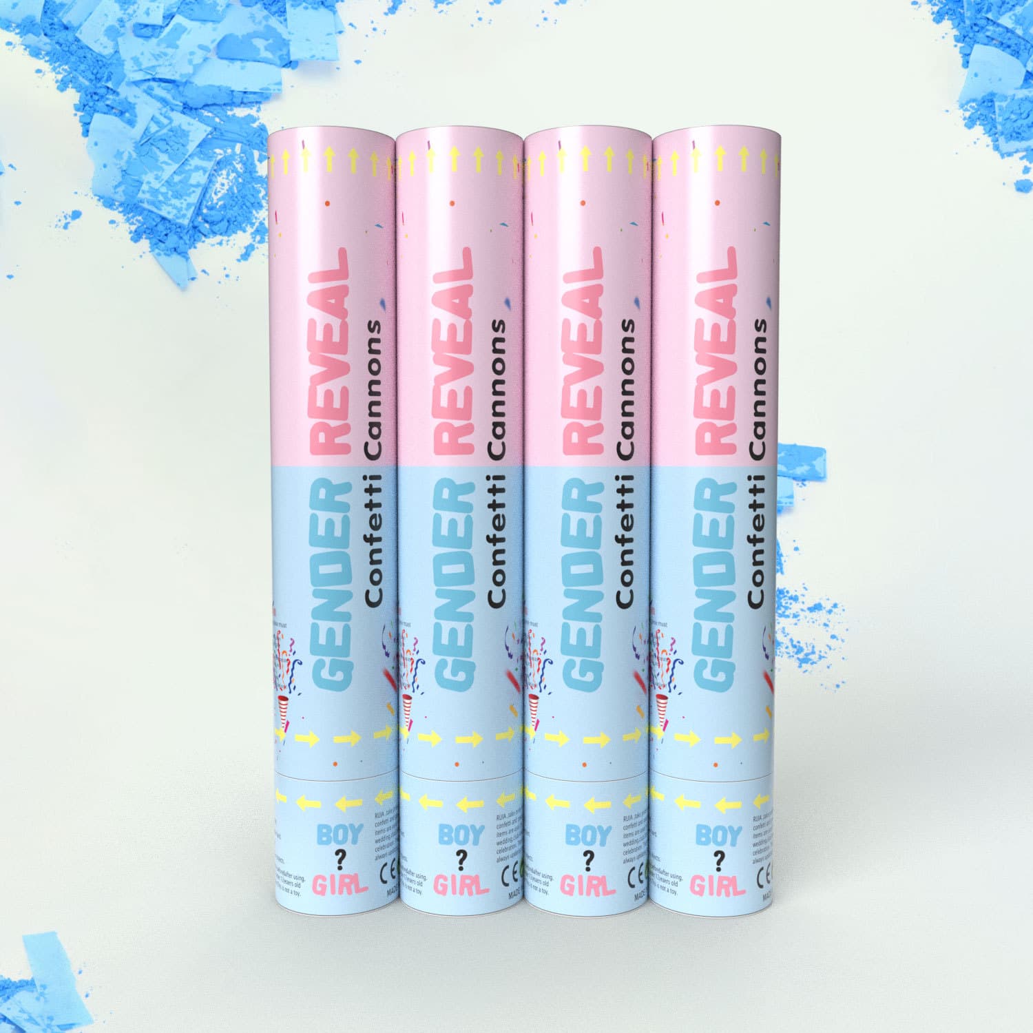 ConfettiGo Gender Reveal Cannons - Pink & Blue Confetti & Powder for Parties