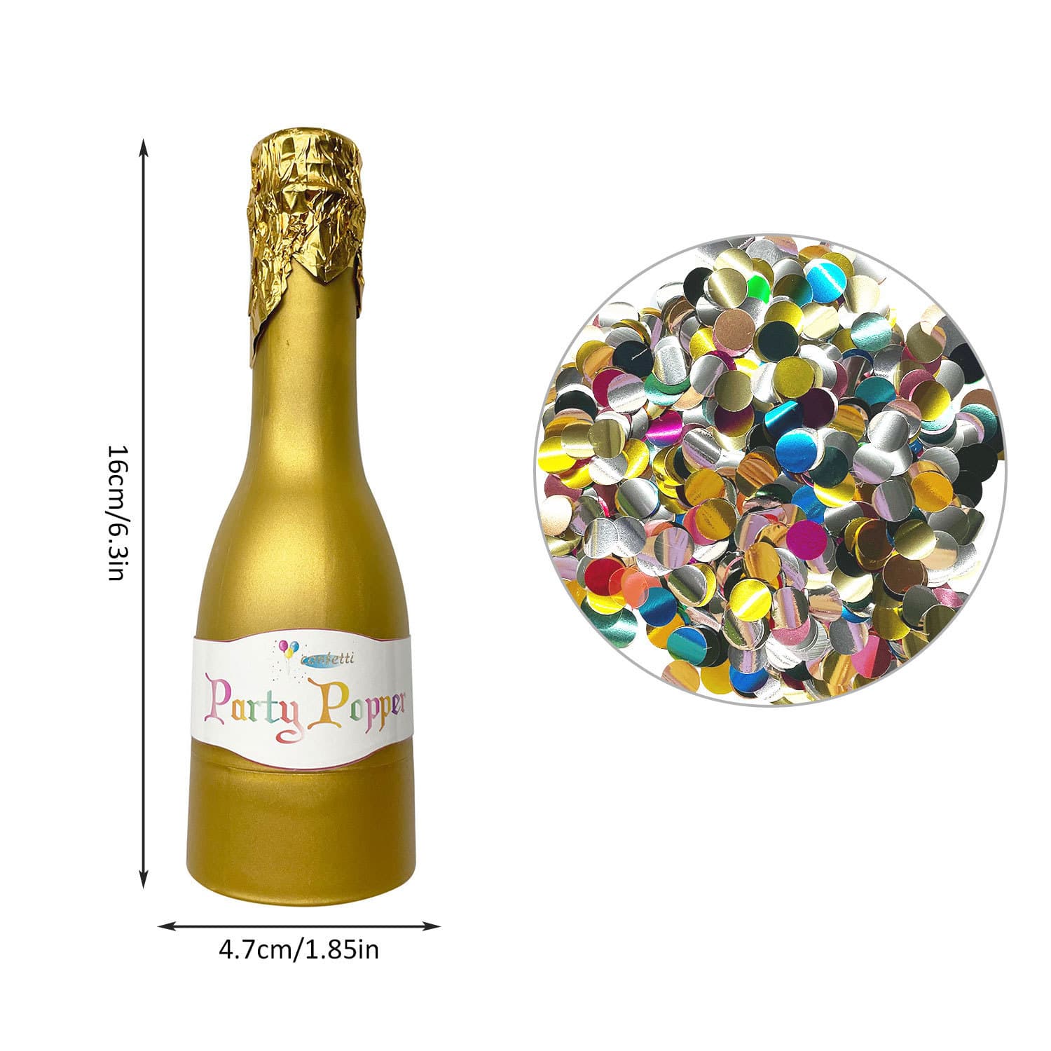 ConfettiGo Конфетти-поппер в форме бутылки шампанского