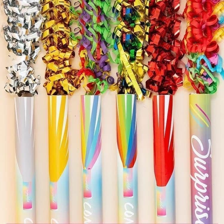 ปืนยิงกระดาษสี ConfettiGo ขนาด 60 ซม. - พร้อมริบบิ้นหลากสีสำหรับงานแต่งงานและปาร์ตี้