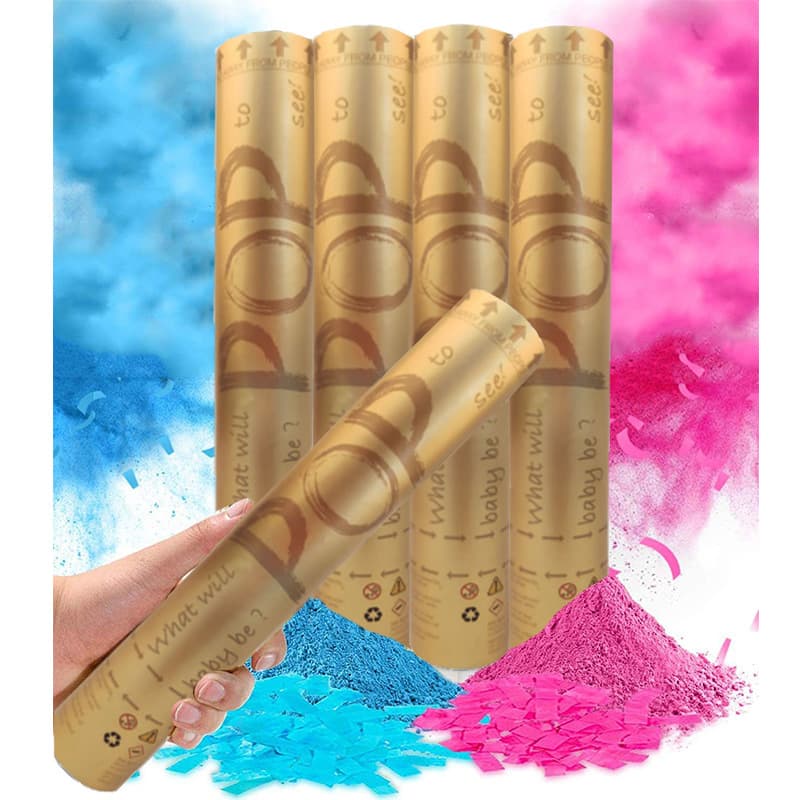 ConfettiGo Golden Hand-Crank Confetti Cannon for Gender Reveal & Weddings