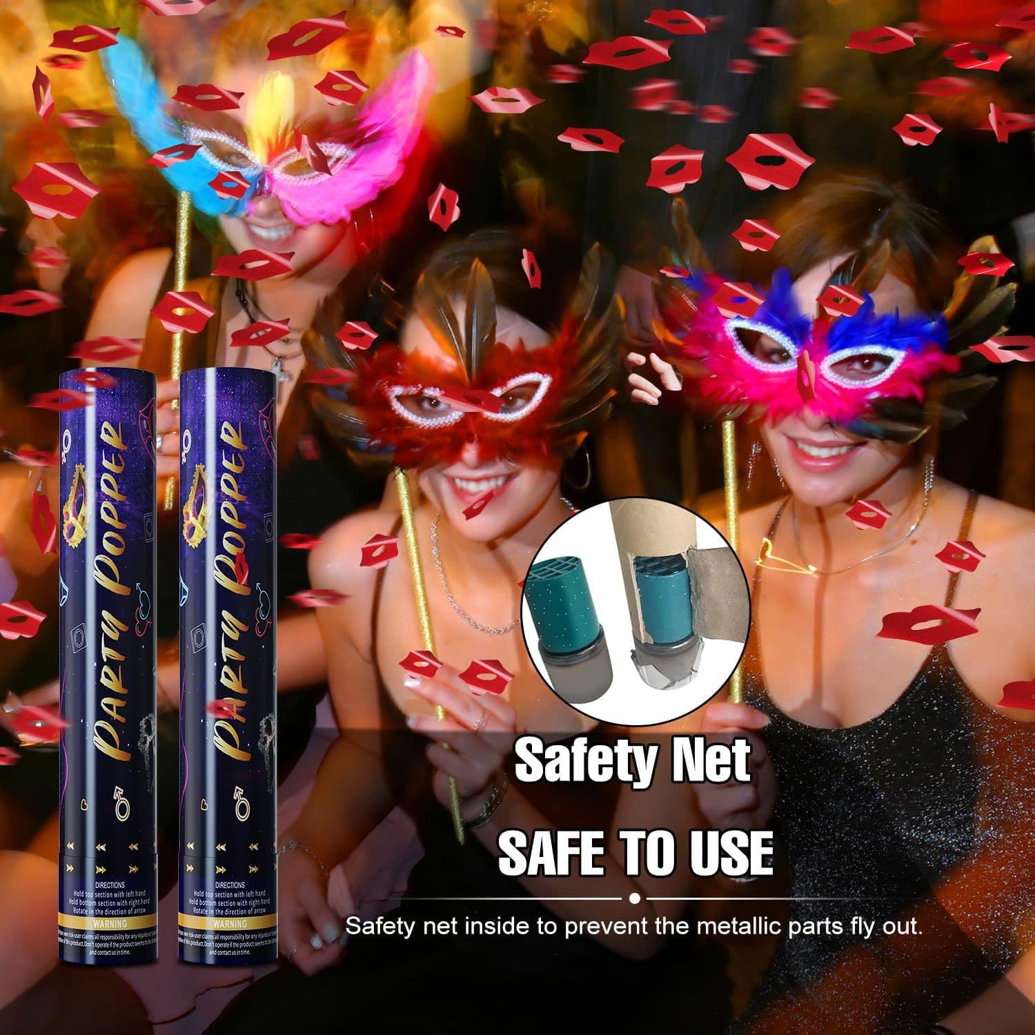 ConfettiGo Roter Lippen Handheld Party-Knaller für romantische Feiern