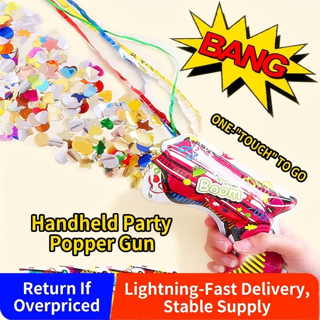 ConfettiGo Легкая Ручная Конфетти-Пушка для Безопасных Праздничных Торжеств