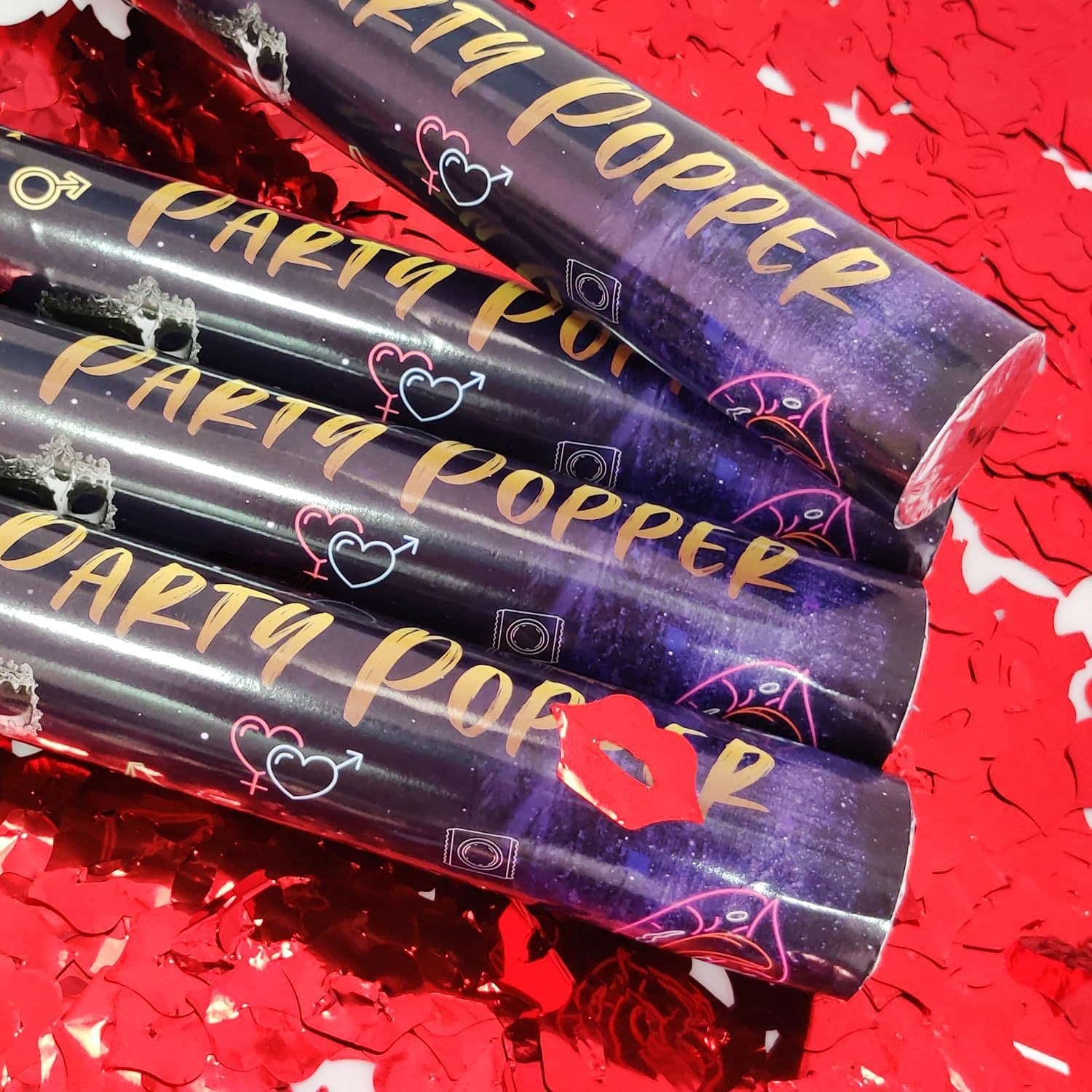 ConfettiGo Roter Lippen Handheld Party-Knaller für romantische Feiern