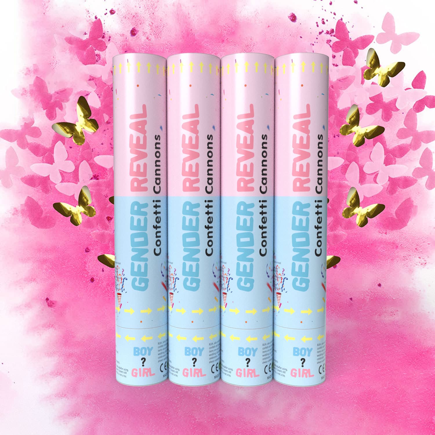 ConfettiGo Gender Reveal Cannons - Pink & Blue Confetti & Powder for Parties