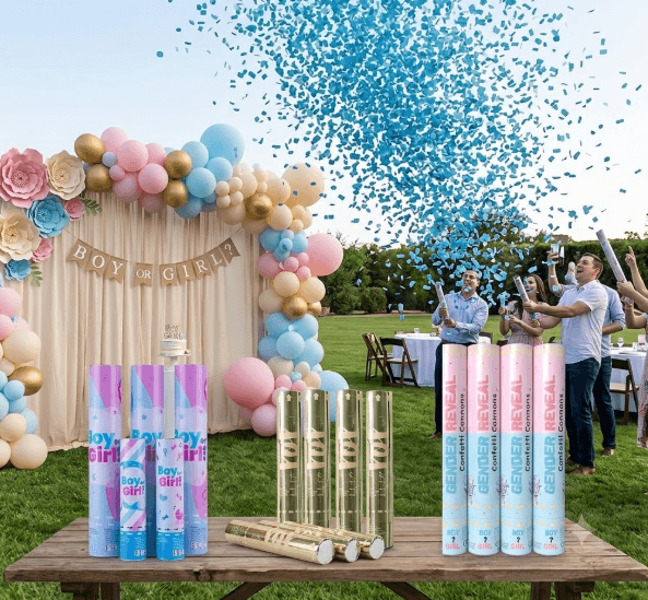 Gender Reveal Confetti Cannons: Pink and Blue Options for Wholesalers