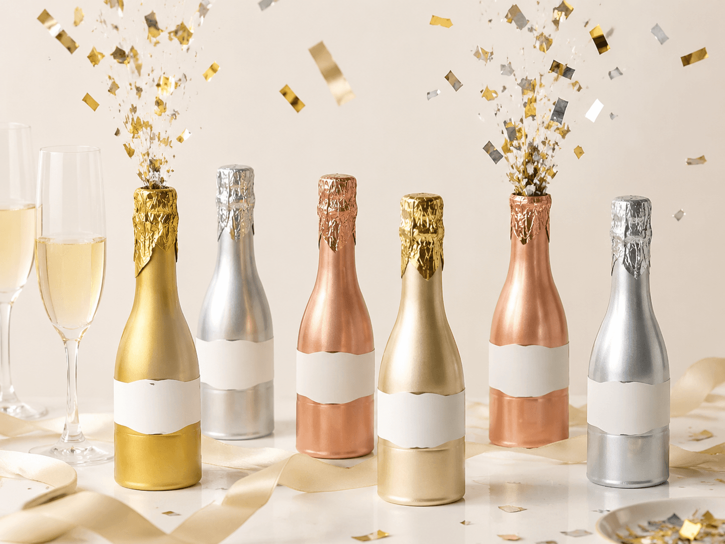 Champagne Bottle Confetti Poppers for Weddings and New Year Parties